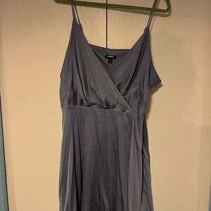 Express Slate-Blue V-Neck Slip Dress